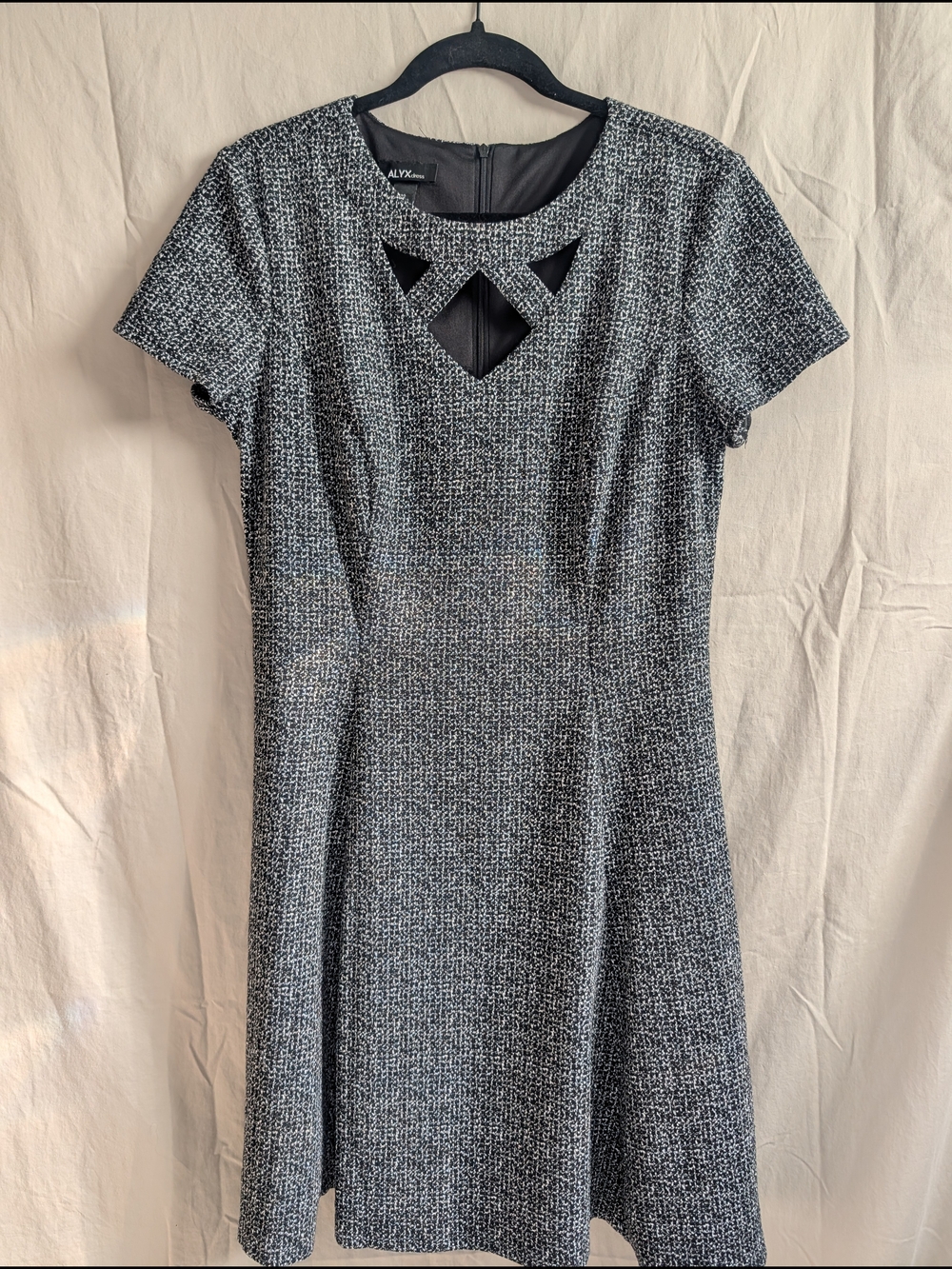 ALYX Black and White Textured Dress with Geometric Cutout